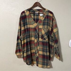 Backroad Blues Plaid Long Sleeve Women's Top Size 26W